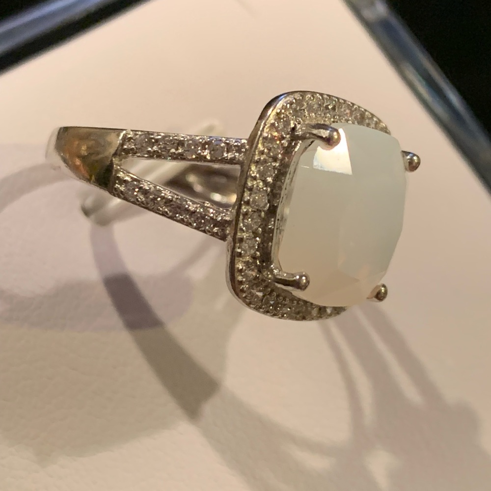 6.45ctw Opal & White Sapphire Ring - Picture 3 of 4